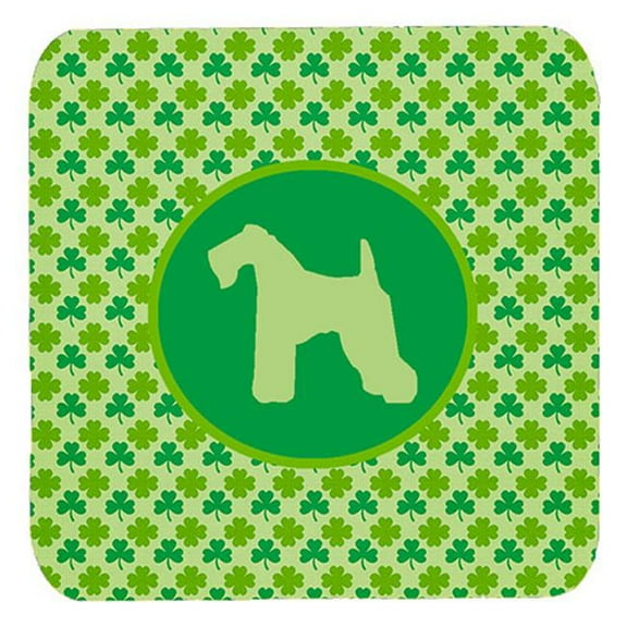 Kerry Blue Terrier Lucky Shamrock Foam Coasters, Set Of 4
