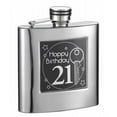 thumbnail image 1 of Visol VF6034 Visol Twenty First Birthday Stainless Steel Hip Flask - 6 oz, 1 of 1