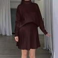 thumbnail image 6 of Karight Womens Skirt 2 Piece Sweater Set Long Sleeve Crewneck Sweaters Pleated Mini Skirt Knit Lounge Sets, 6 of 8