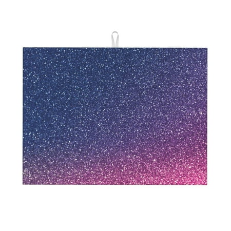 

Qekee Violet Glitter Print Dish Drying Mat Dishes Drainer Mat for Kitchen Counter Microfiber Absorbent Dish Draining Reusable Washable Draining Racks Extra Large 18 x24