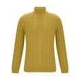thumbnail image 4 of TFEOQRY Men's Turtleneck Sweater Ribbed Stripe Pattern Knitted Long Sleeve Pullover Casual Fall Winter Warm Top Yellow, 4 of 5