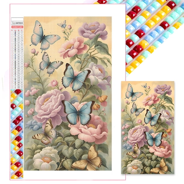 Kit Con Cuentas Cuadradas 5D DIY Y Mariposa Del 45x75cm
