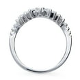 thumbnail image 4 of BERRICLE Sterling Silver Wishbone Wedding Rings Cubic Zirconia CZ Crown Anniversary Curved Half Eternity Ring for Women, Rhodium Plated Size 4, 4 of 9