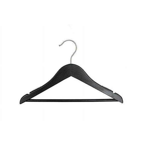 NAHANCO Wooden Suit Hanger with Bar, 14" - Low Gloss Black, 100/CTN