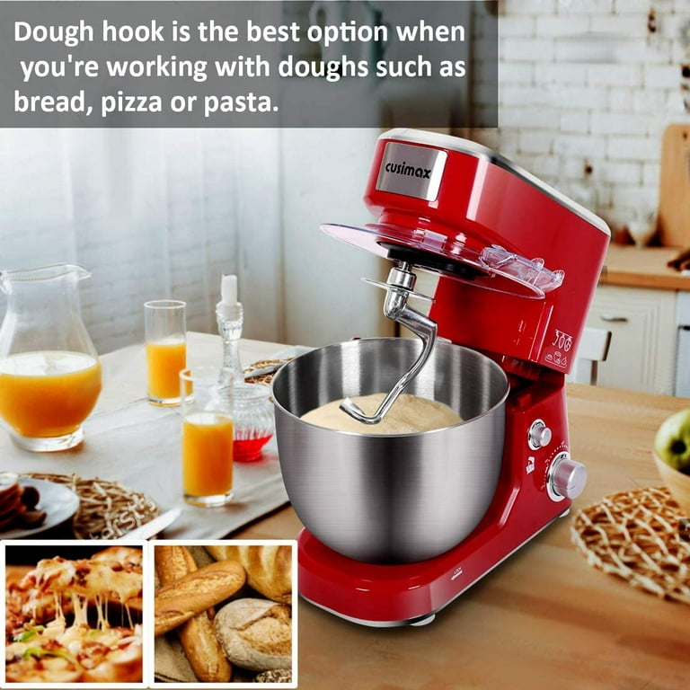 BENTISM Stand Mixer, 660 W, 6-Speed Dough Mixer with LCD Screen Timing,  Tilt-Head Food Mixer with 5.8 Qt Stainless Steel Bowl Dough Hook Flat  Beater Whisk Scraper Splash-Proof Cover, Gray, 120 V 