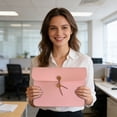 thumbnail image 2 of Peach Pink Felt Document Organizer With Wooden Button, Portable Paper File Folder For Home Business And Travel, Simple Craft Storage Bag (Multicolor, 34*24), 2 of 6