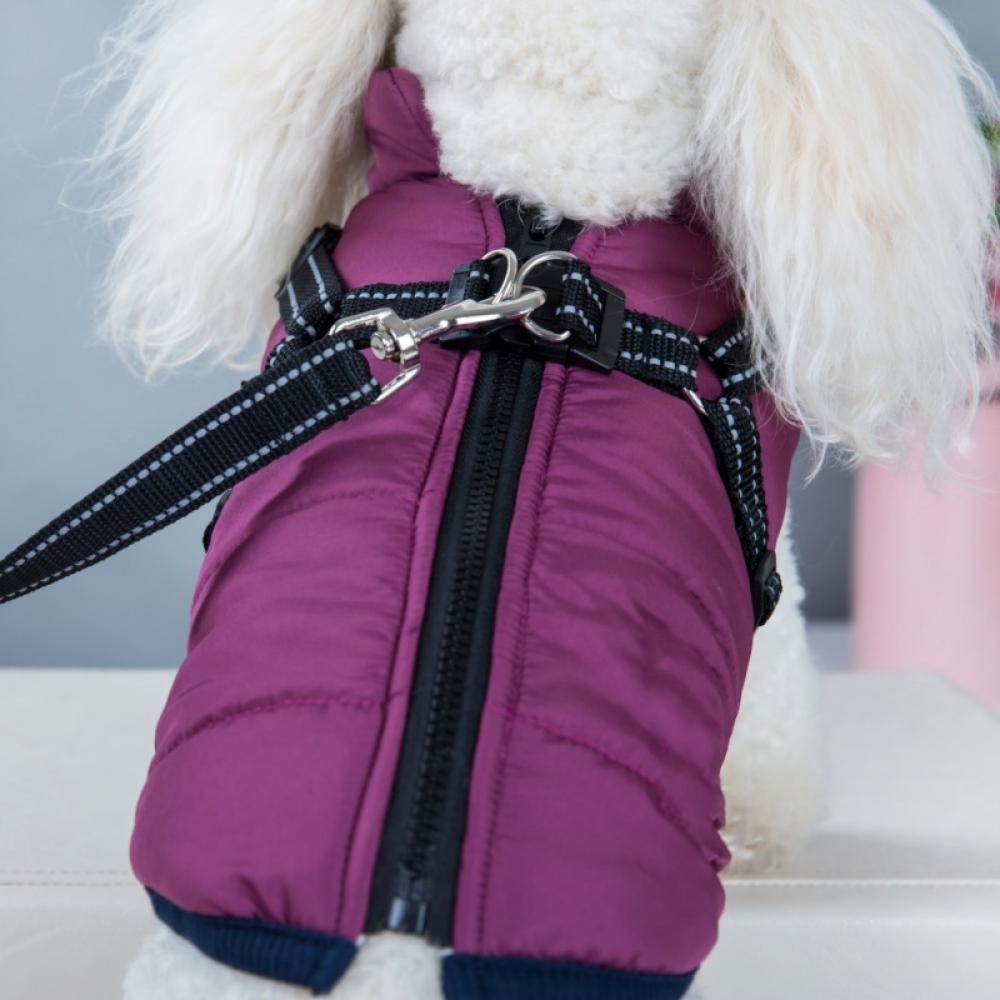 Dog Jacket with Harness Built In,Warm Winter Coat Windproof Waterproof Jackets with Leash Ring Hole,Reflective Thick Padded Outwear - image 3 of 5