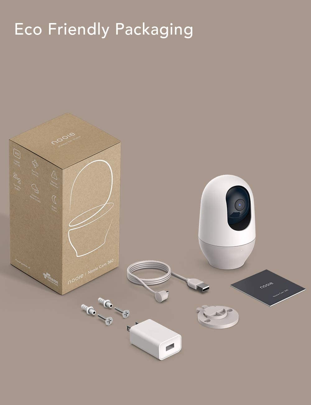 Nooie Baby Monitor, WiFi Camera Indoor, 1080P Home Security Camera, Works with Alexa, White