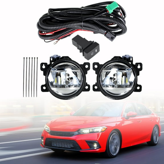 SEBLAFF 2PCS LED Front Bumper Fog Light w/ Cable Switch For 2017-2021 Honda Civic Sedan