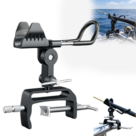 Fishing Rod Holders for Boat, 360 Adjustable Aluminum Alloy Clamp on Fishing Rod Holders,Marine Grade Pole Rest Non Slip Mount for Round/Square Rail & Boat Kayak Gunwale