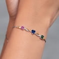 thumbnail image 4 of 925 Silver and 10K Yellow Gold Pink Moissanite Blue Created Sapphire Green Mystic Topaz and Lab Grown Diamond Tennis Bracelet for Women By Keren Hanan (2.10 cttw, Adjustable up To 9 inch), 4 of 4
