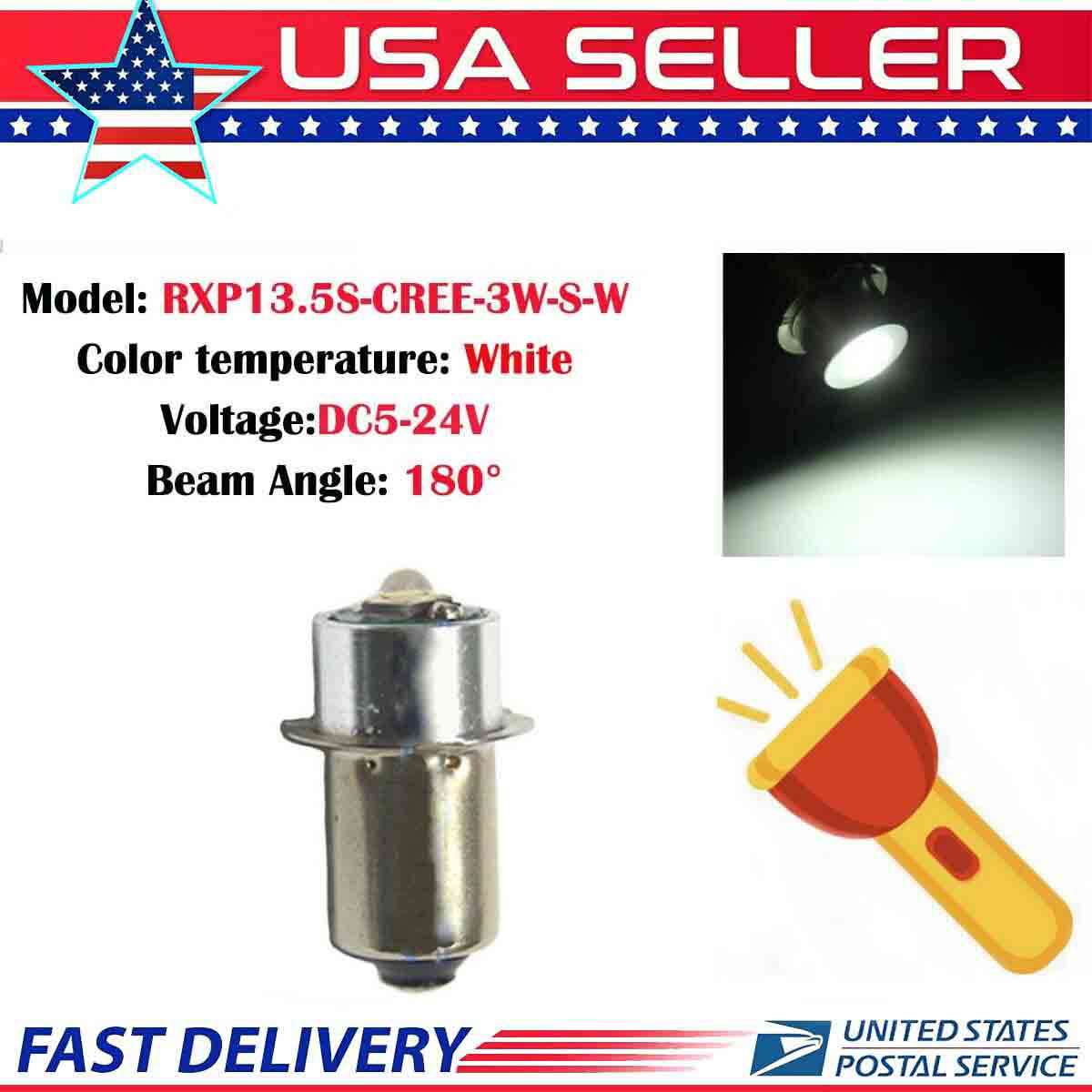 PR2 PR3 6000K CREE Maglite LED Bulb 5V-24V Magnum Star Torch FLAHSLIGHT 