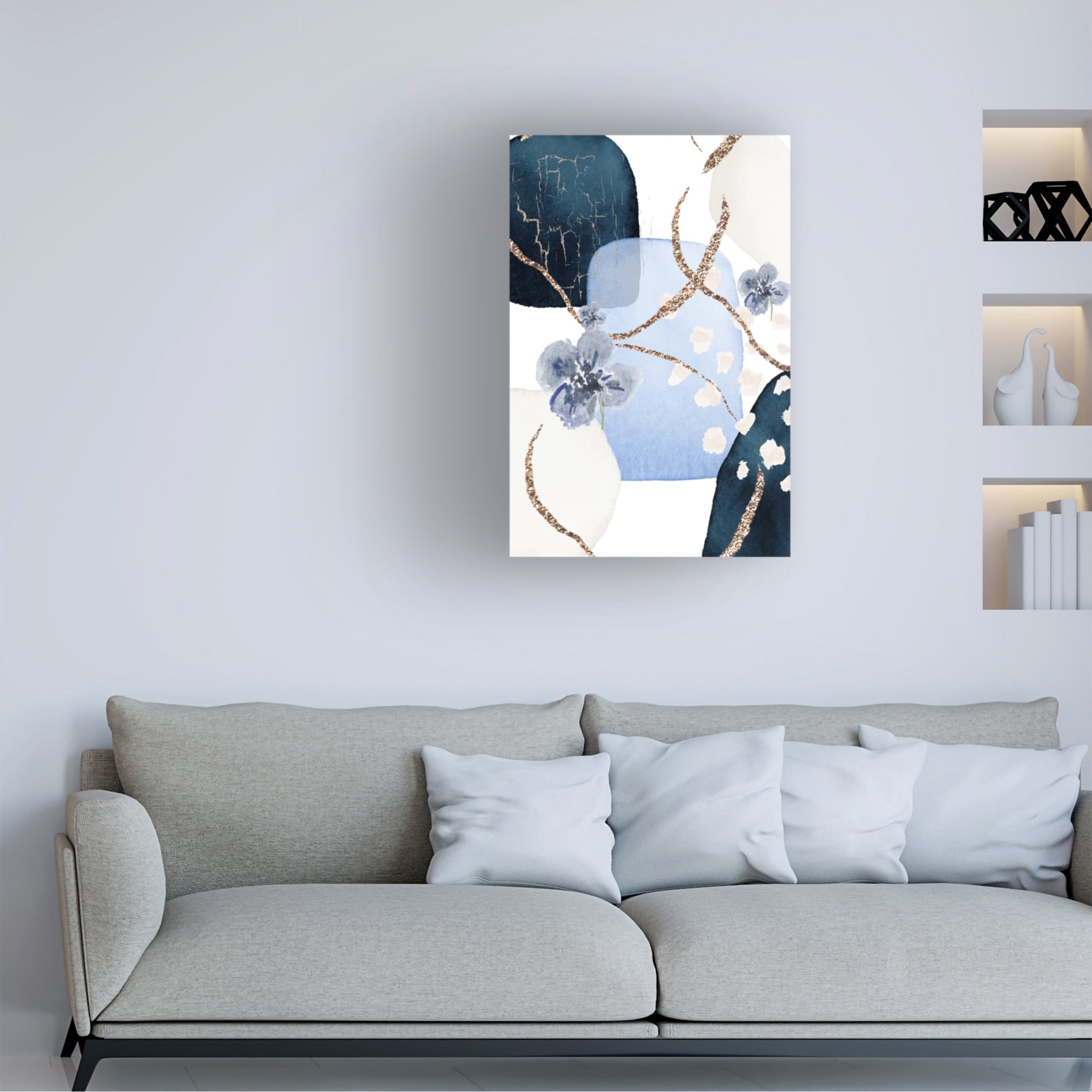 Trademark Fine Art Sally Ann Moss Floral Blue 2 Canvas Wall Art