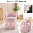 thumbnail image 5 of FFH 360° Swivel Chair, Barrel Accent Chair with Curved Backrest, Velvet Vanity Chair Storage Chair for Bedroom, Living Room, Pink, 5 of 7