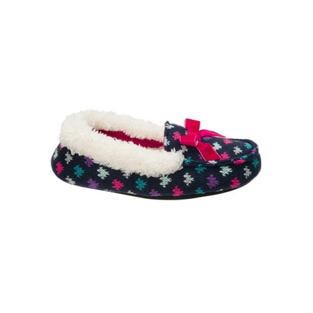 DF by Dearfoams Girls' Sweater Knit Moc Slippers