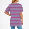 thumbnail image 6 of Fengqque Women's Regular-Fit Short-Sleeve T-Shirt Womens Striped Print Summer Tops Short Sleeve Basic Casual V Neck Waist-cinching T Shirts Women's Tops Purple-A XL(XL), 6 of 7