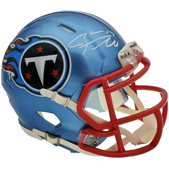 Ryan Tannehill Autographed Tennessee Titans Flash Blue Speed Mini Helmet Beckett BAS QR 197225