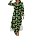 thumbnail image 2 of 2024 Jamaica Flag Print Casual Dress National Day Street Style Dresses Long Sleeve Cute Women V Neck Custom Big Size Chiffon Dress, 2 of 7