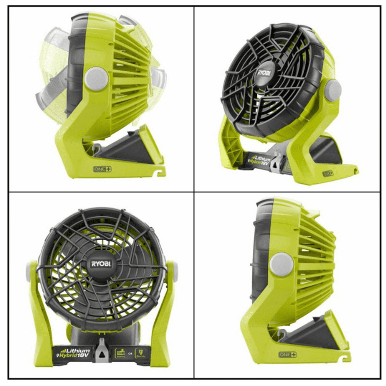 Ryobi P3320 18 Volt Hybrid One and Battery or AC Powered Adjustable Indoor Outdoor Shop Fan Battery and Extension Cord Not Included Fan Only Walmart