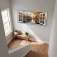 thumbnail image 7 of Open Window Canvas Wall Art - Autumn European Street with River Landscape Paintings, Modern Horizontal Canvas Prints for Living Room Bedroom Home Decor, 7 of 7