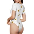 thumbnail image 3 of Naloa Gold Rabbit Women's Short-Sleeved Onesie, One-Piece Swimsuit for Parties, dates, clubs - Small, 3 of 9