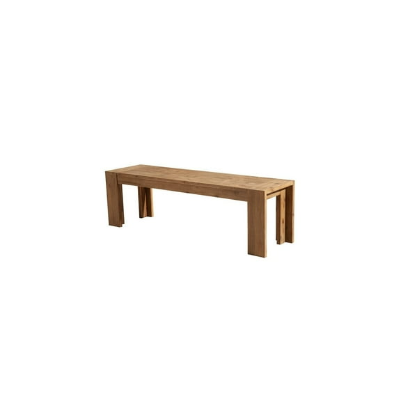 Benjara 58" Contemporary Solid Acacia Wood Bench with Bracket Legs in Brown