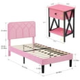 thumbnail image 2 of VECELO 3-Piece Pink Bedroom Set with Twin Upholstered Bed Frame and 2 Nightstands, 2 of 10