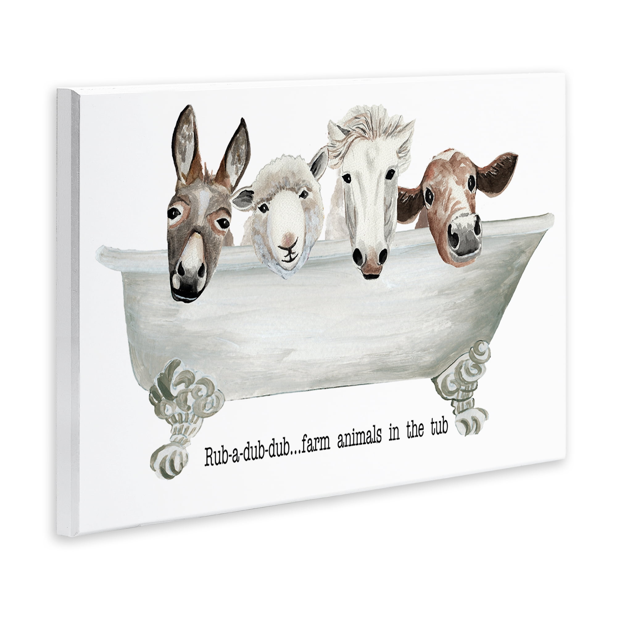 Stupell Industries Farm Animals Tub Bath & Laundry Painting Unframed Art Print Wall Art, 19 x 13