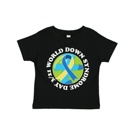

Inktastic World Down Syndrome Day March 21 with Planet Earth in White Text Gift Toddler Boy or Toddler Girl T-Shirt