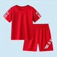 thumbnail image 2 of TOWED22 Toddler Boys Summer Sports Sets Athletic Clothes 2Pcs Short Sleeve Tee and Mesh Shorts Outfits Set Clothing(Red,7-8 Y), 2 of 4
