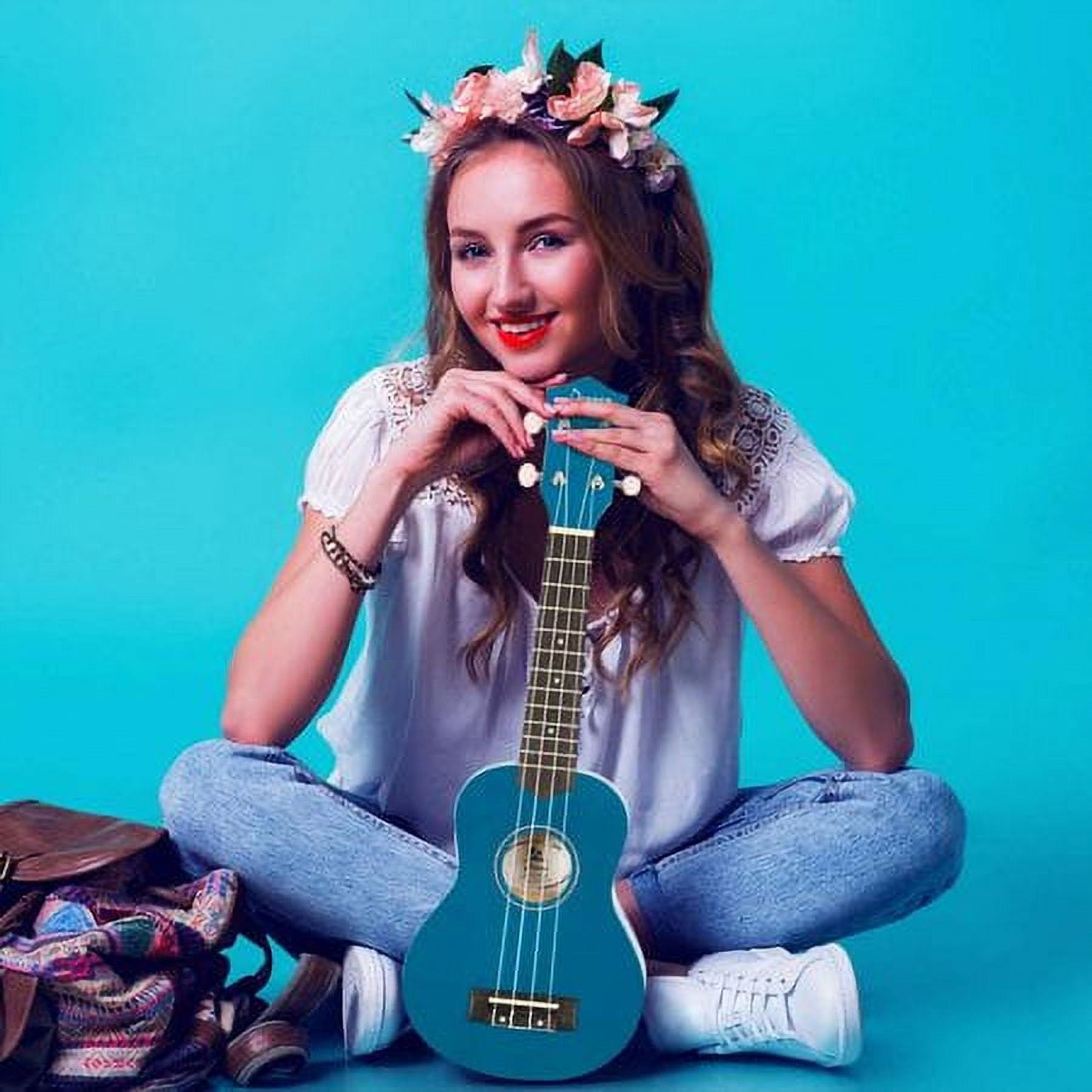 Donner Soprano Ukulele Beginner Kit for Kid Adult Student with Online Lesson 21 Inch Ukelele Bundle Bag Strap String Tuner Pick Polishing Cloth, Rainbow Series-Blue Color DUS-10B