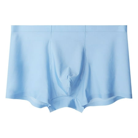

ALSLIAO Mens Ice Silk Underwear Boxer Briefs Shorts Breathable Pouch Underpants Trunks Blue 3XL