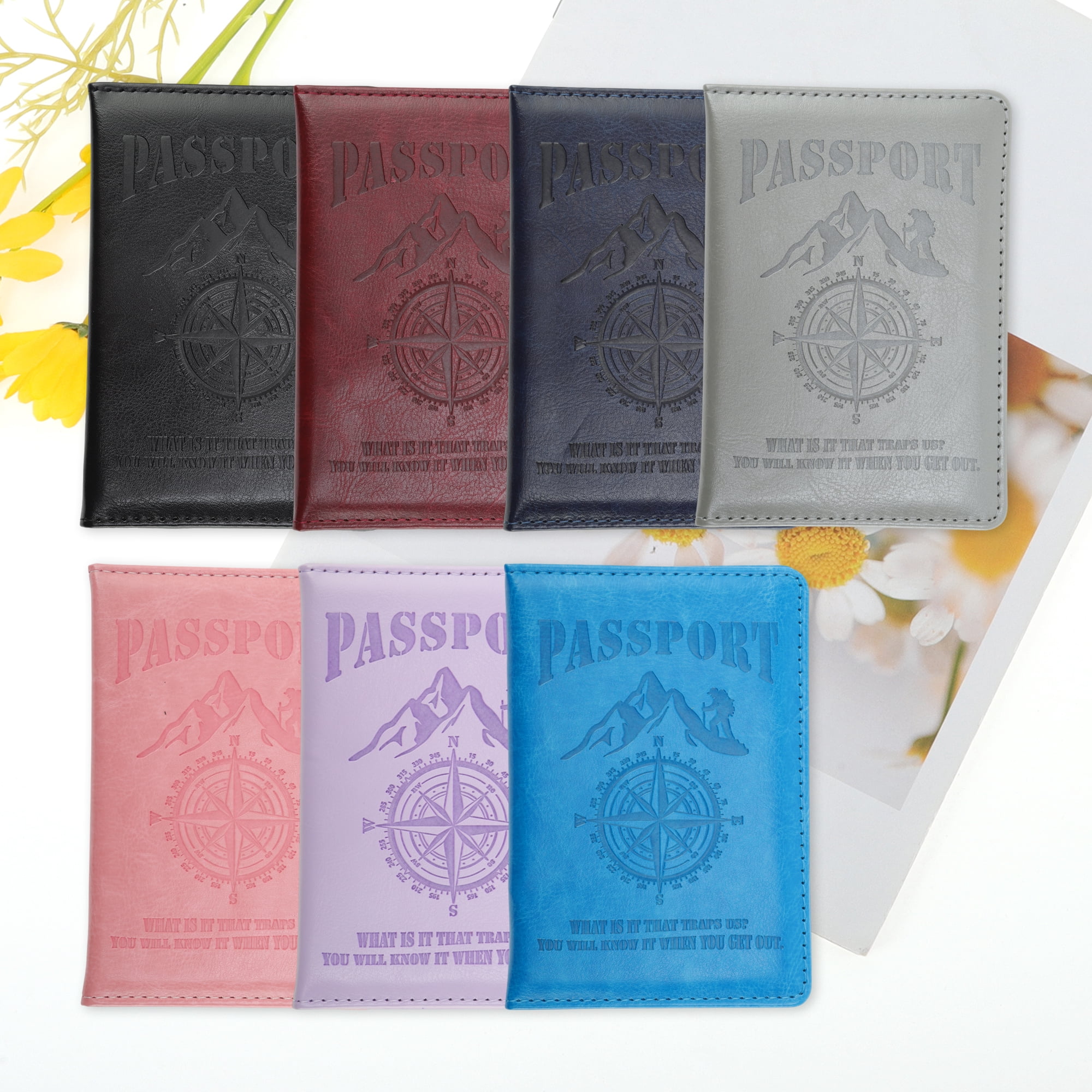 Unique Bargains Compass Passport Holder 1 Pc Sky Blue