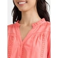 thumbnail image 4 of Time and Tru Women's Eyelet Embroidered Peasant Blouse, Sizes XS-XXXL, 4 of 5