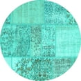 thumbnail image 1 of Ahgly Company Indoor Round Patchwork Turquoise Blue Transitional Area Rugs, 5' Round, 1 of 4