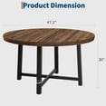 thumbnail image 2 of 47" Round Industrial  Dining Table, Dinner Table for 4 to 6,  with Sturdy Metal Frame & Rustic Brown Finish,  for Dining Room, Kitchen （No Chairs）, 2 of 7