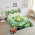 thumbnail image 4 of Cute Frog Comforter Set Twin Size Cartoon Frog Bedding Set Tropical Animal Lotus Down Comforter Nature Pool Lotus Leaf Floral Quilt Duvet Room Decor, 4 of 6