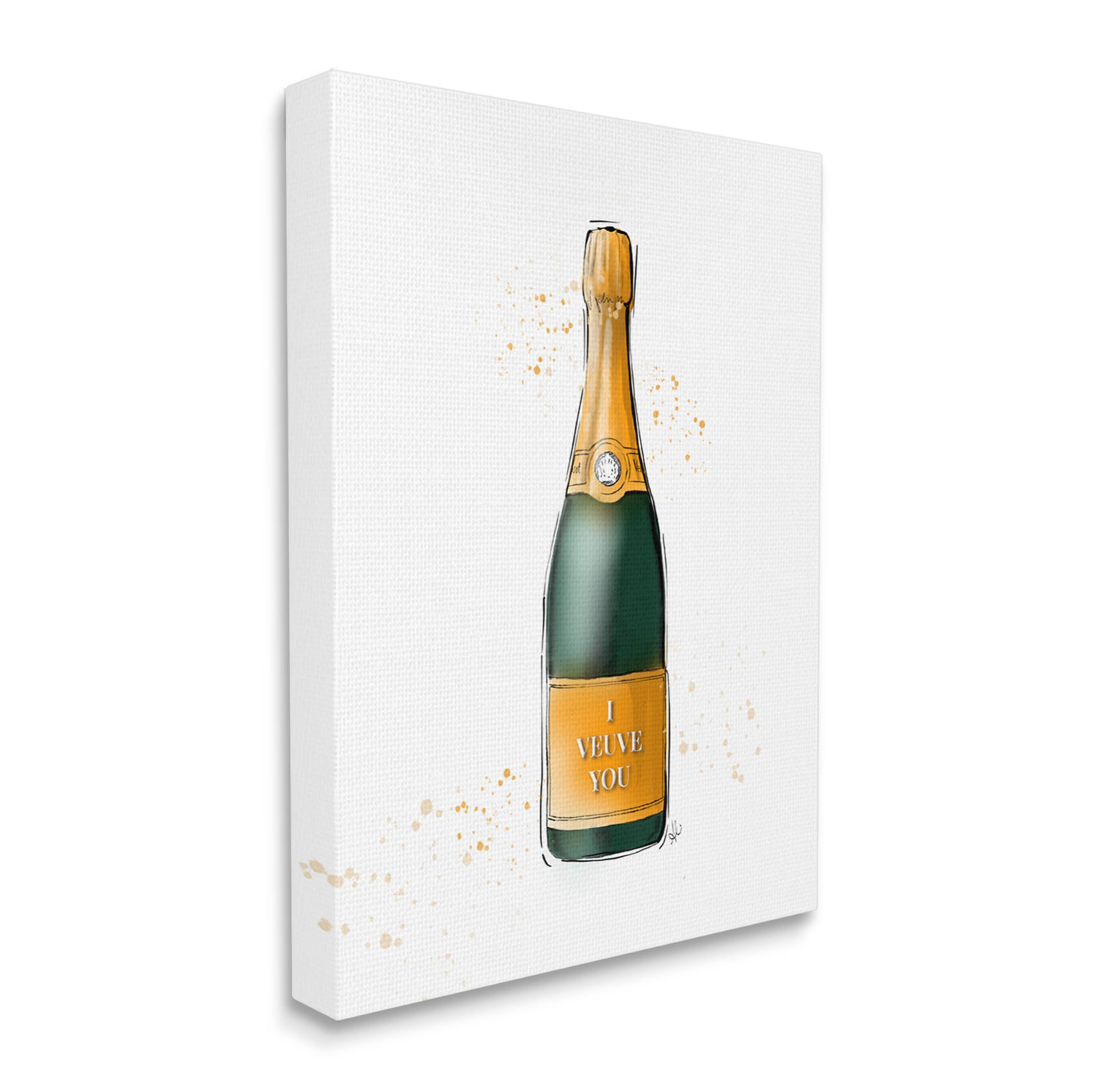 Stupell Industries I Veuve You Champagne Bottle Graphic Art Gallery Wrapped Canvas Print Wall Art, Design by Alison Petrie