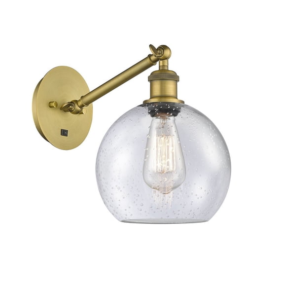 317-1W-BB-G124-8-LED-Innovations Lighting-Athens - 1 Light Wall Sconce In Industrial Style-12.38 Inches Tall and 8 Inches Wide Brushed Brass Seedy