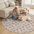 thumbnail image 2 of Paisley Botanical Round Area Rug 5Ft Washable Circle Rugs for Living Room Bedroom, Vintage Blossom Foliage Beige Non-Slip Carpet Floor Mats Indoor Outdoor Carpet Runner Aesthetic Home Decor, 2 of 8