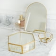 thumbnail image 7 of Arched Gold Metal 9.5" Decorative Slanted Tabletop Mirror, 7 of 7