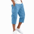 thumbnail image 2 of Zimjoy Men's Cargo Shorts Relaxed Fit Elastic Waist Stretch Lightweight Below The Knee Bermuda Casual Outdoor Hiking Shorts with 4 Pockets Sky Blue 2XL, 2 of 7