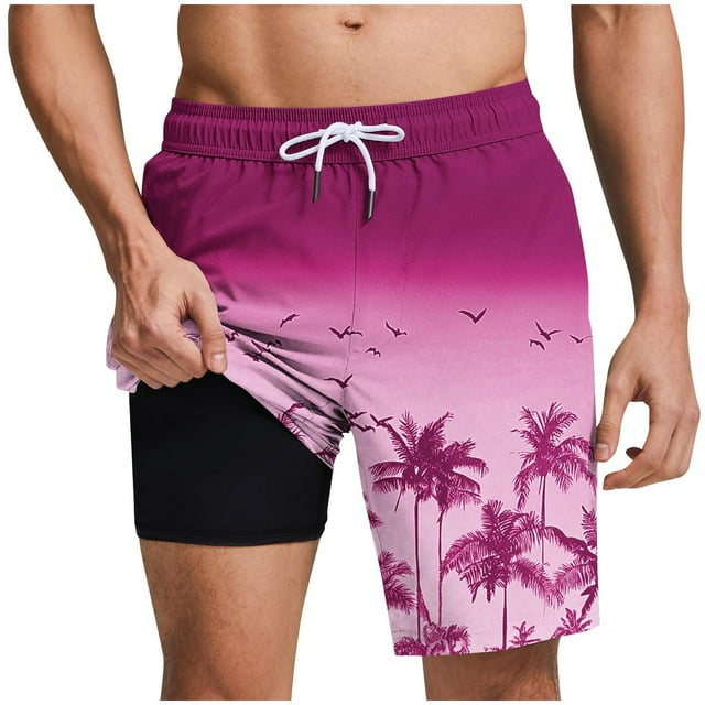 Pantalones Cortos Casuales para Hombre Imprimir con Bolsillos Pantalones de Playa de Cintura Elástica, Pantalones Cortos de Cintura Elástica para Hombre