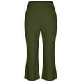 thumbnail image 5 of Yyeselk Women High Waisted Capri Flare Pants Slim Fit Solid Color Fashion Pleated Bell Bottoms Lightweight Stretch Yoga Leggings Army Green M, 5 of 6