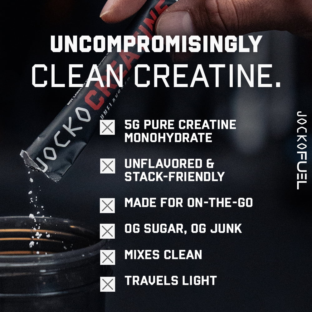 Jocko Fuel Creatine Stick Packs - Creatine Monohydrate Powder Travel Packs for Men & Women, 30 Servings (Unflavored)
