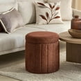 thumbnail image 2 of Bouclair Red Round Storage Fabric Ottoman, 2 of 8