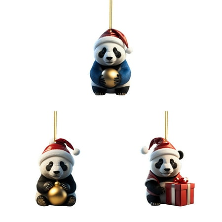 

MOVAWAKY for Crafts Chandelier Cute Cartoon Panda Christmas Pattern Print Hanging Home Tree Pendant Christmas Tree Pendant Home Decoration Window Sill Car Pendant Backpack Pendant Christmas