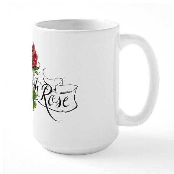 CafePress - Wild Irish Rose Large Mug - 15 oz Ceramic Large White Novelty Mug