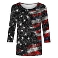 thumbnail image 5 of Vetsdori Women's Summer T Shirts Red White and Blue American Flag Pullover 3/4 Sleeve Plus Size 4th of July Casual Independence Day,Graphic Crew Neck Tops for Ladies, 5 of 5