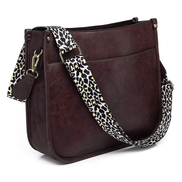 AUYOCO Bolso bandolera de piel vegana para mujer, bolso cruzado con correa para guitarra, bolsillos con cremallera, bolso de hombro
